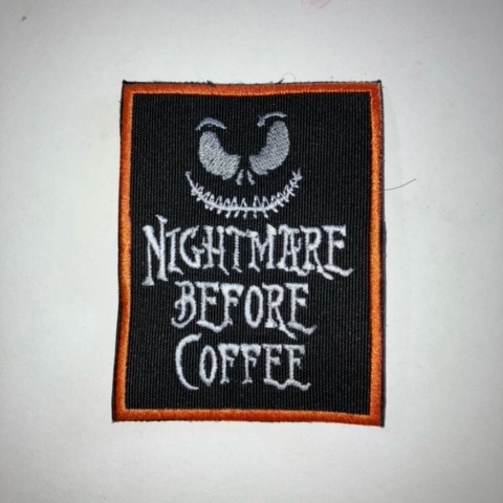 Nightmare Before Coffee Jack Skellington embroidered patch